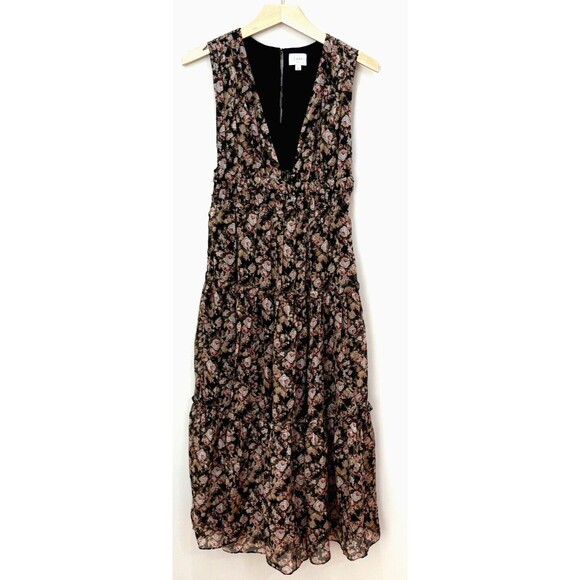 Cami NYC Hedy Ruffled Floral Silk Chiffon Midi Dress Size S Y2K Fairy Whimsigoth - Picture 3 of 16